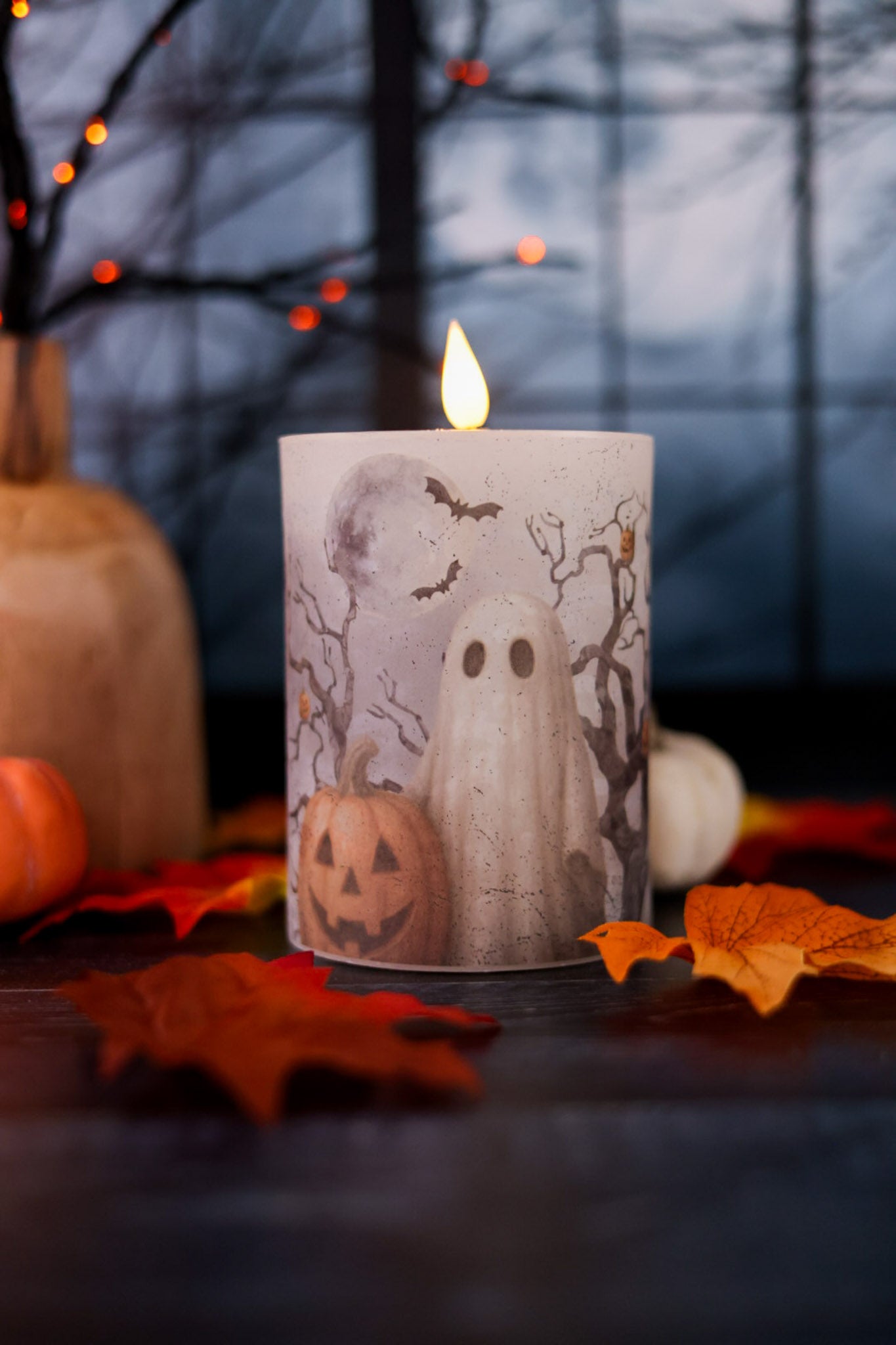 4.75" Ghost & Jack O' Lantern LED Pillar Candle