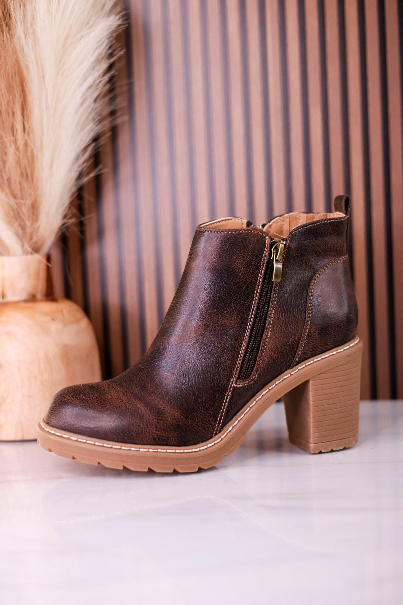 Espresso Crinkle Rock Top Bootie's
