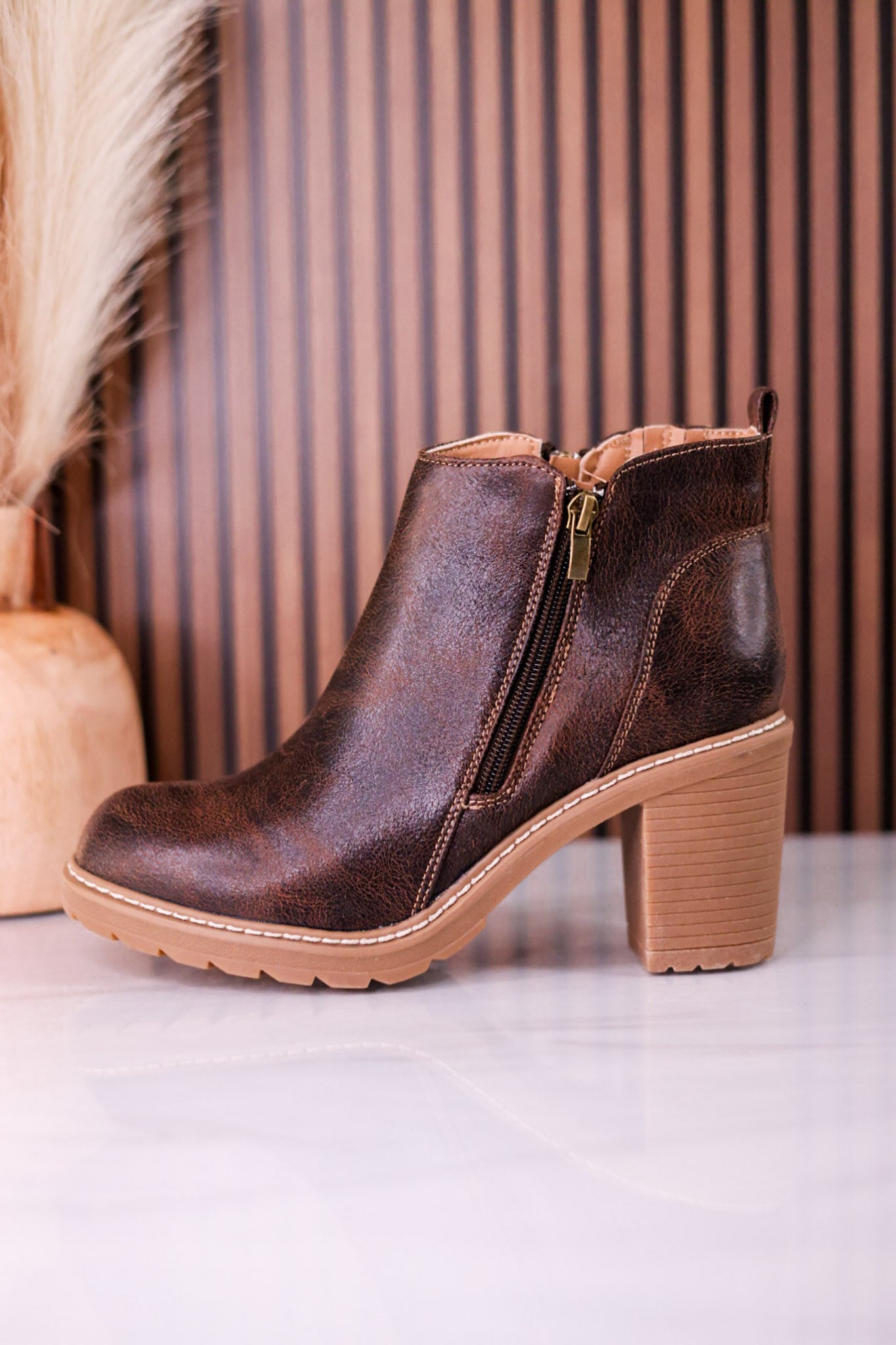 Espresso Crinkle Rock Top Bootie's
