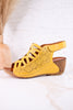 Yellow Leather Inocencia Wedge Sandals
