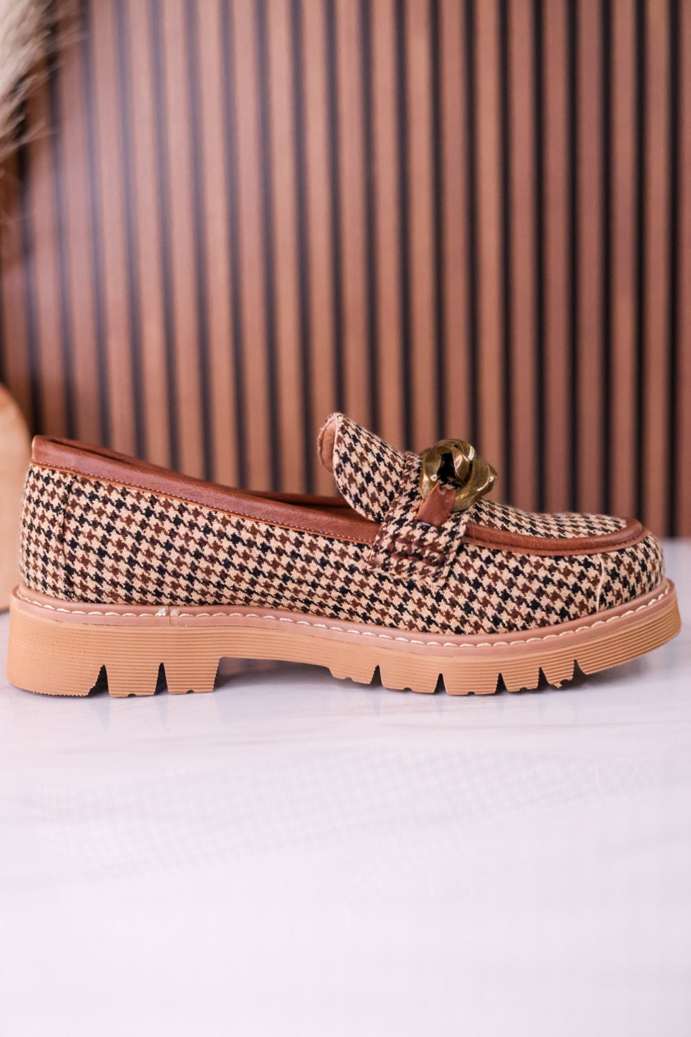 Not Literally Black & Tan Houndstooth Loafers