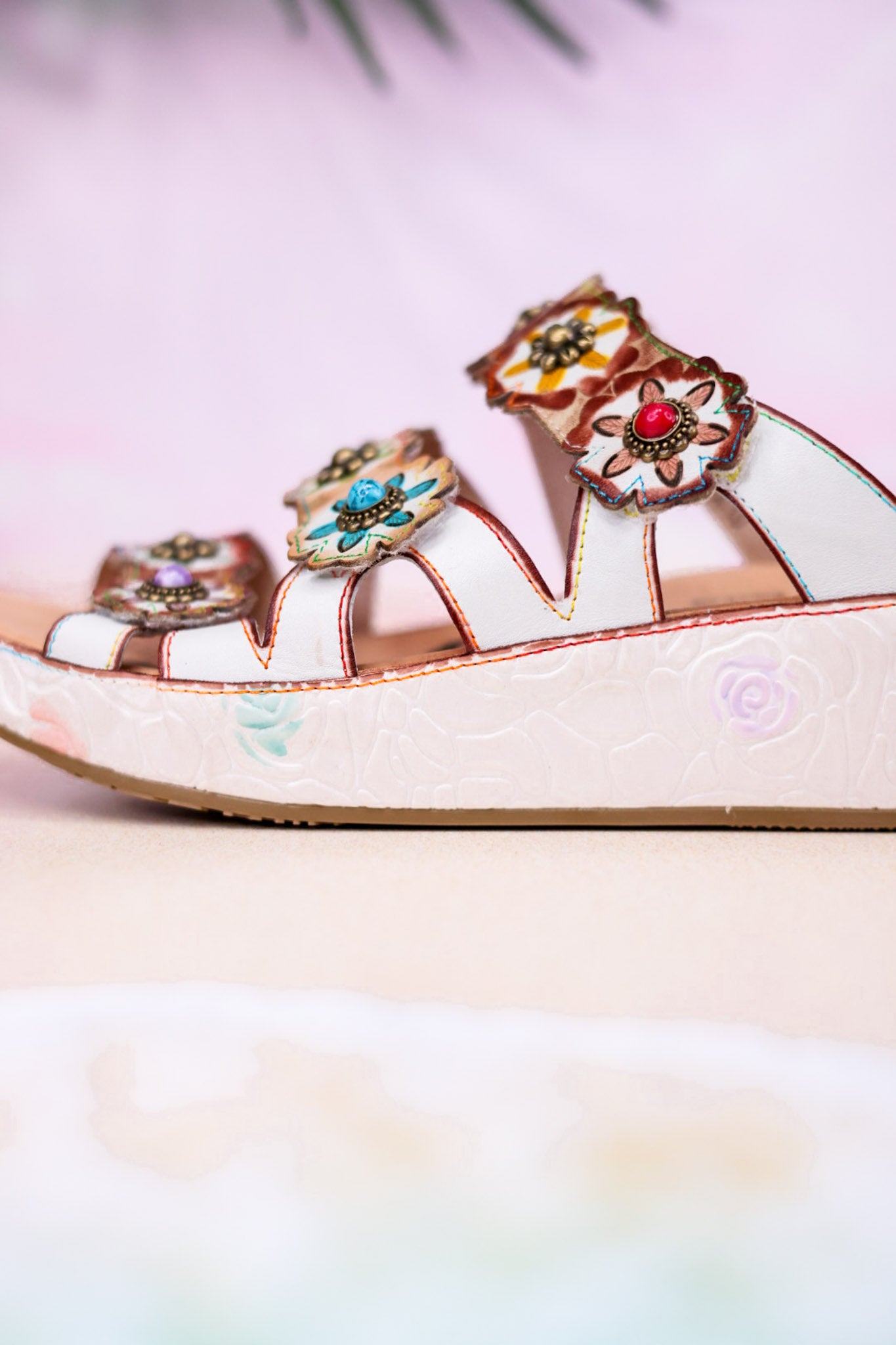 White Multi-Color "Cuddlecake" Sandals