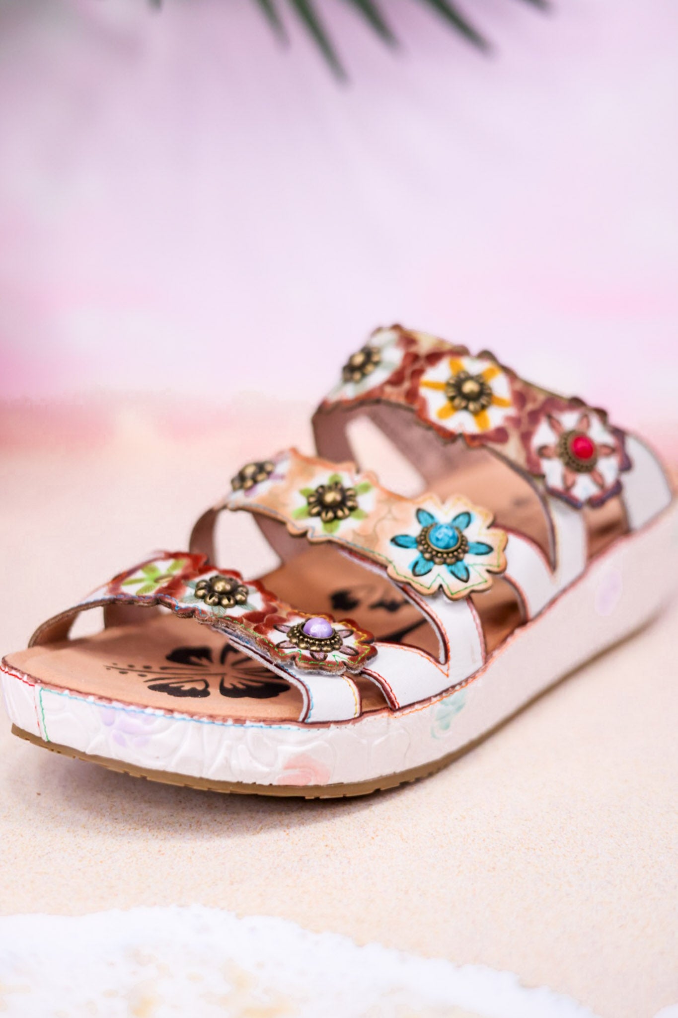 White Multi-Color "Cuddlecake" Sandals