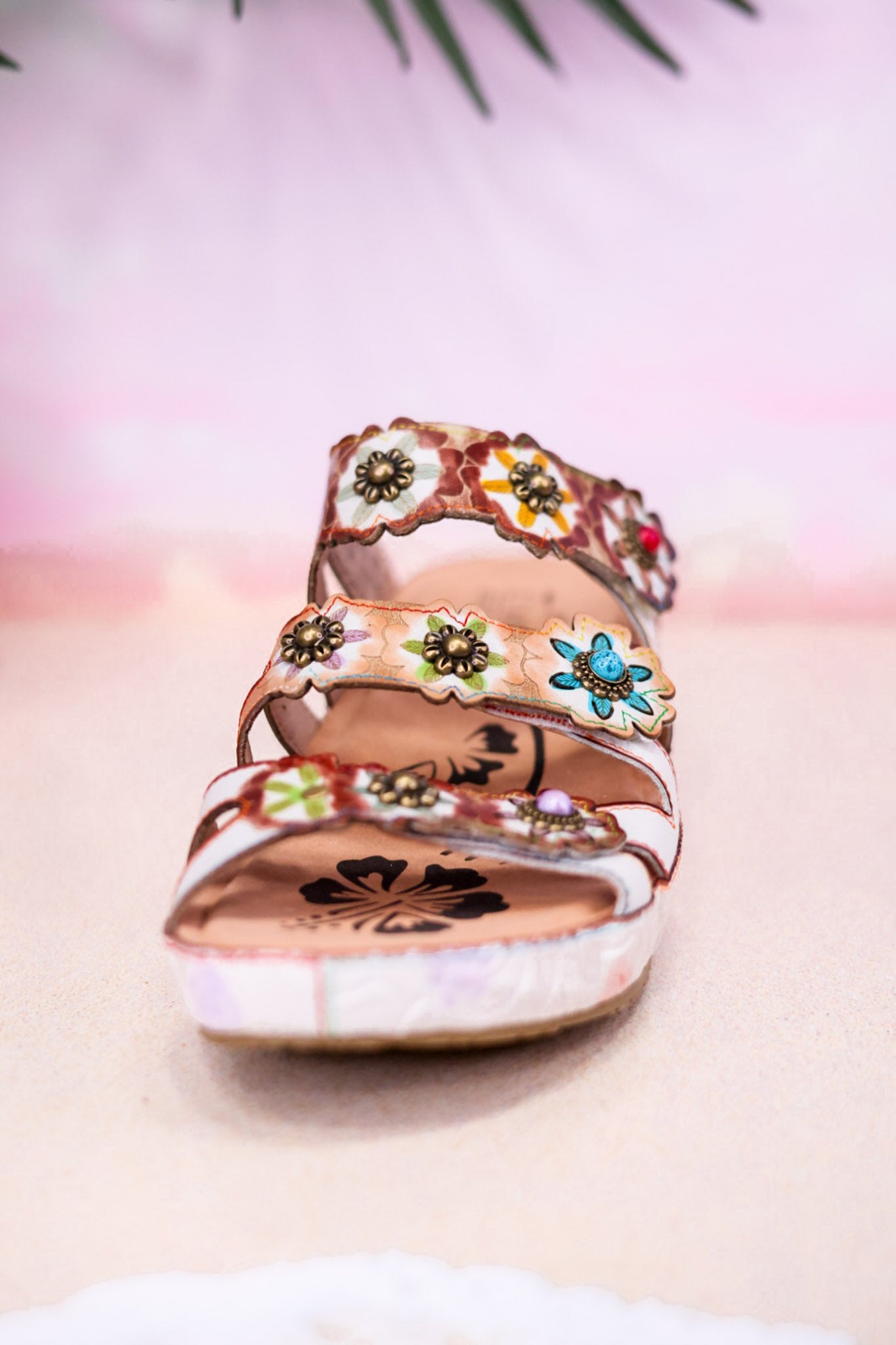 White Multi-Color "Cuddlecake" Sandals