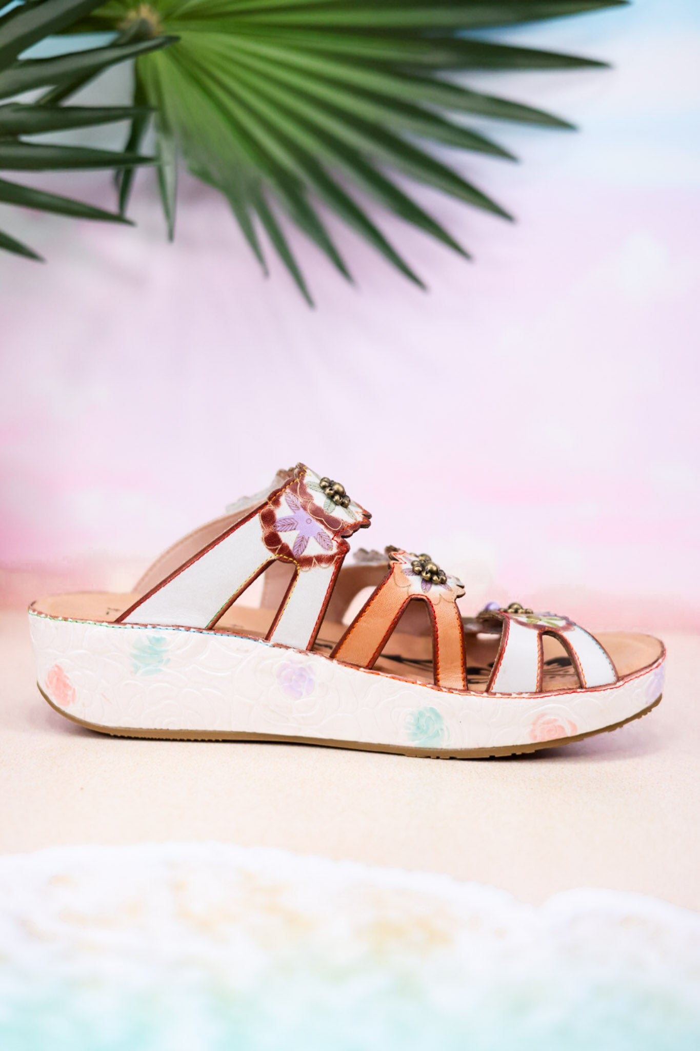 White Multi-Color "Cuddlecake" Sandals