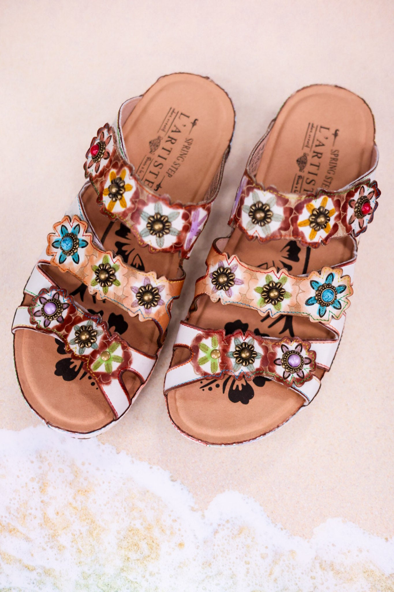 White Multi-Color "Cuddlecake" Sandals
