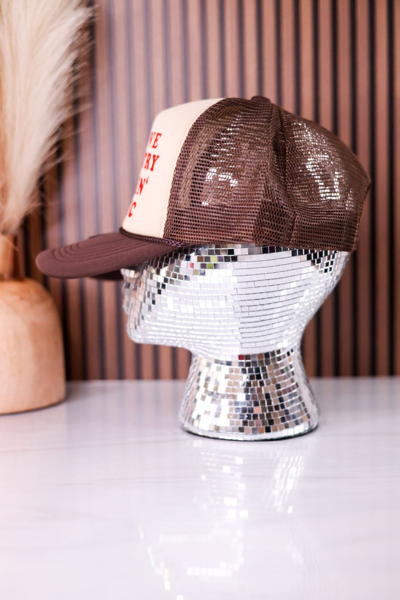 I Love Country Fuckin' Music In Brown & Red Trucker Hat