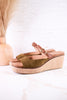 Treat Yourself Moss Green Faux Suede Peep Toe Wedges