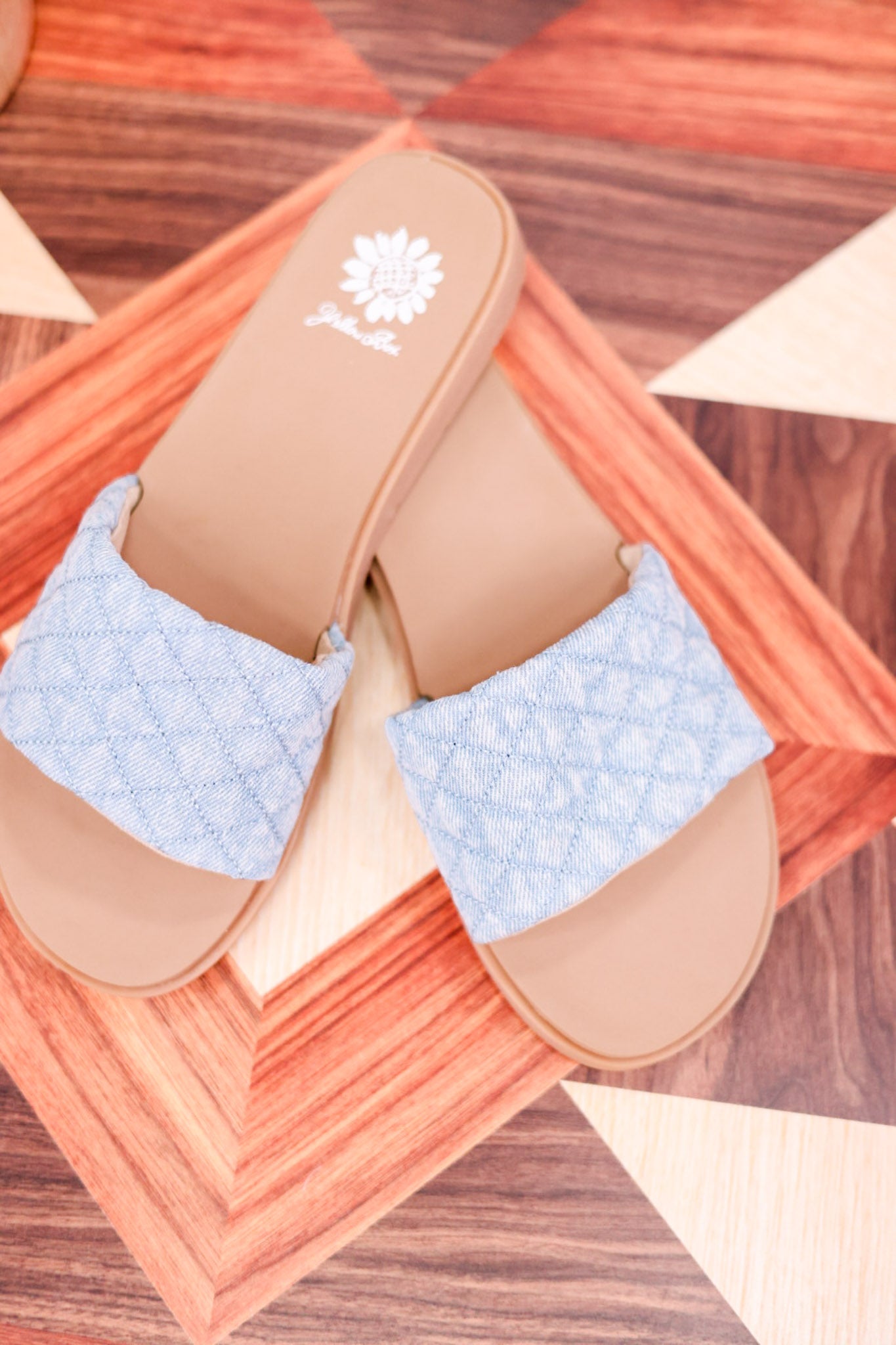 Light Denim "Fitzy" Slide Sandals