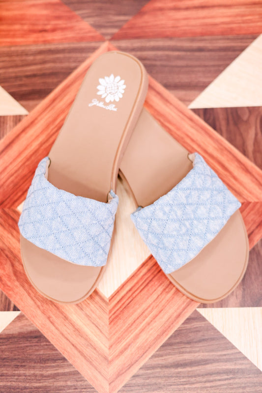 Light Denim "Fitzy" Slide Sandals