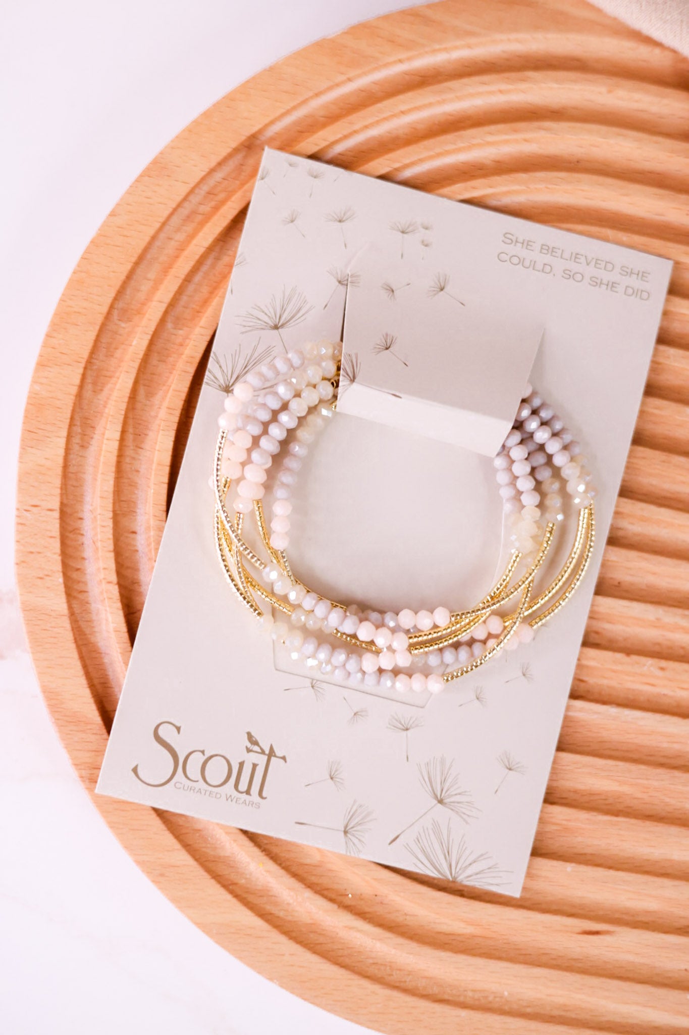Scout Wrap Bracelet/Necklace Ivory & Gold Combo