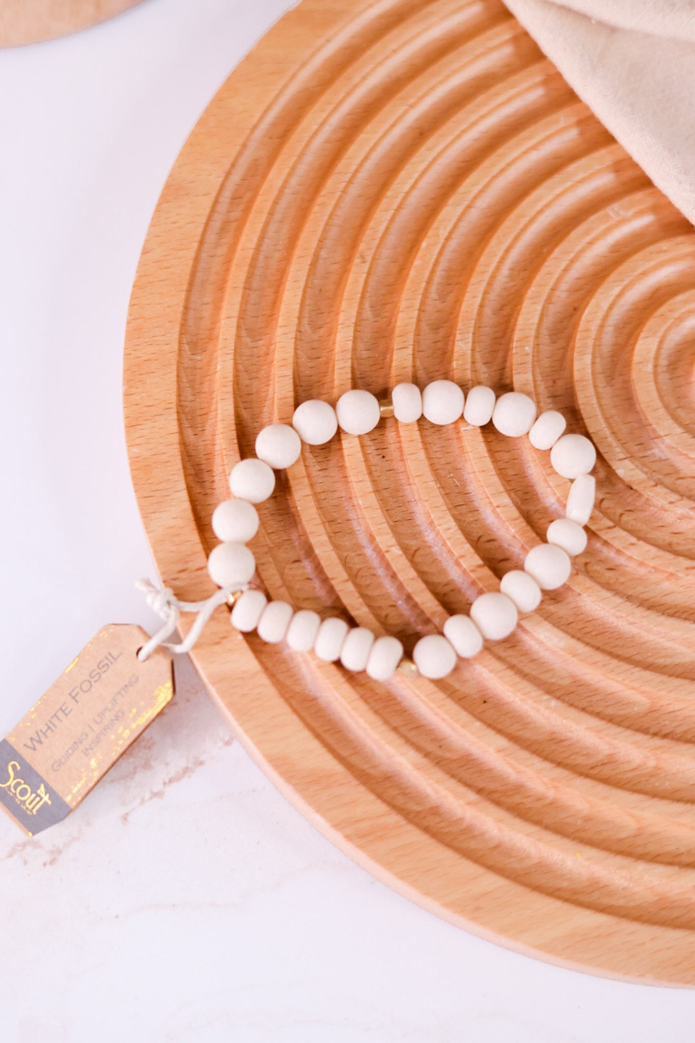 White Fossil Stone Stacking Bracelet