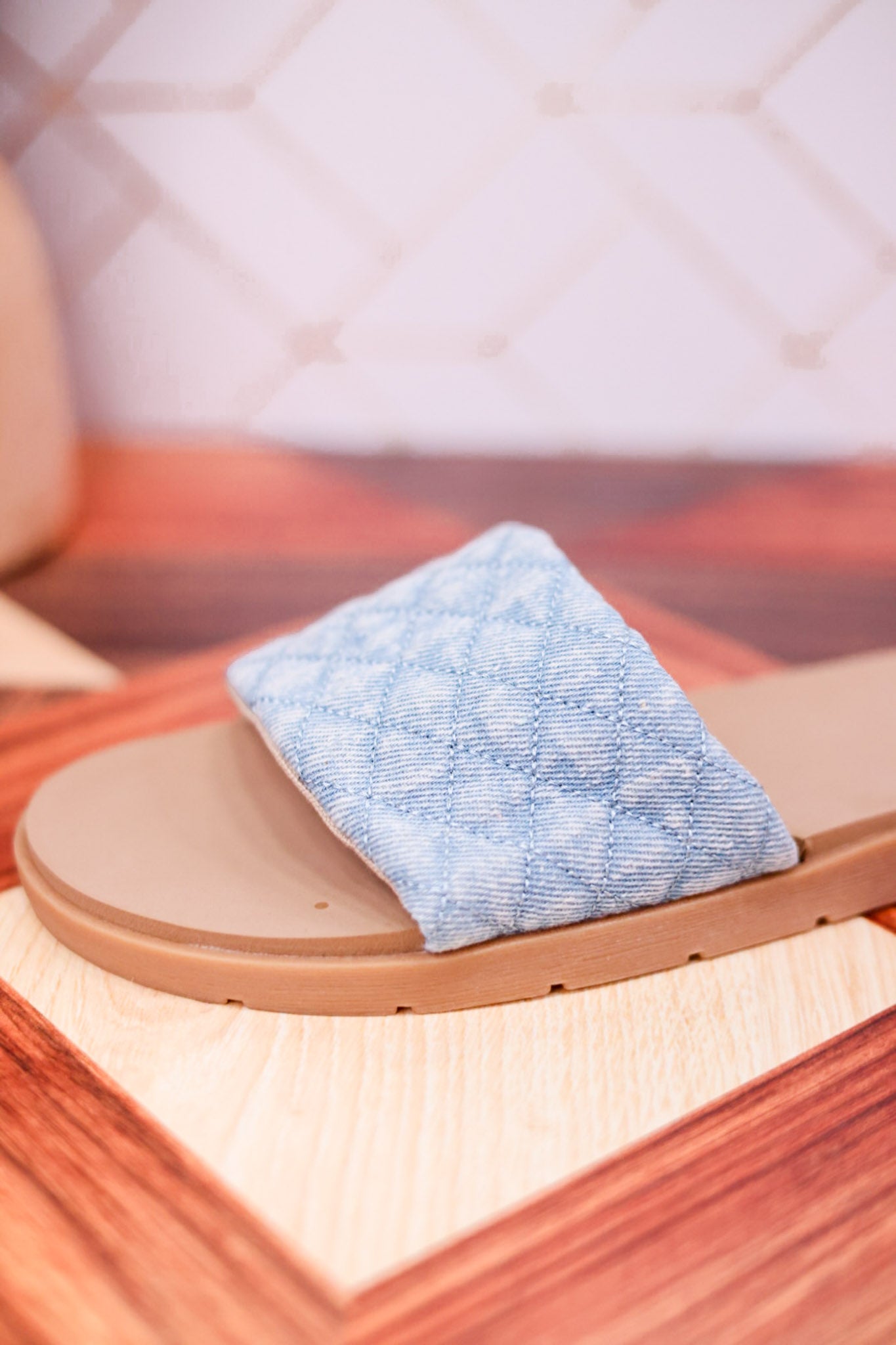 Light Denim "Fitzy" Slide Sandals