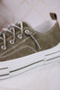 Sage Faux Leather Aman Sneakers With Floral Tooling