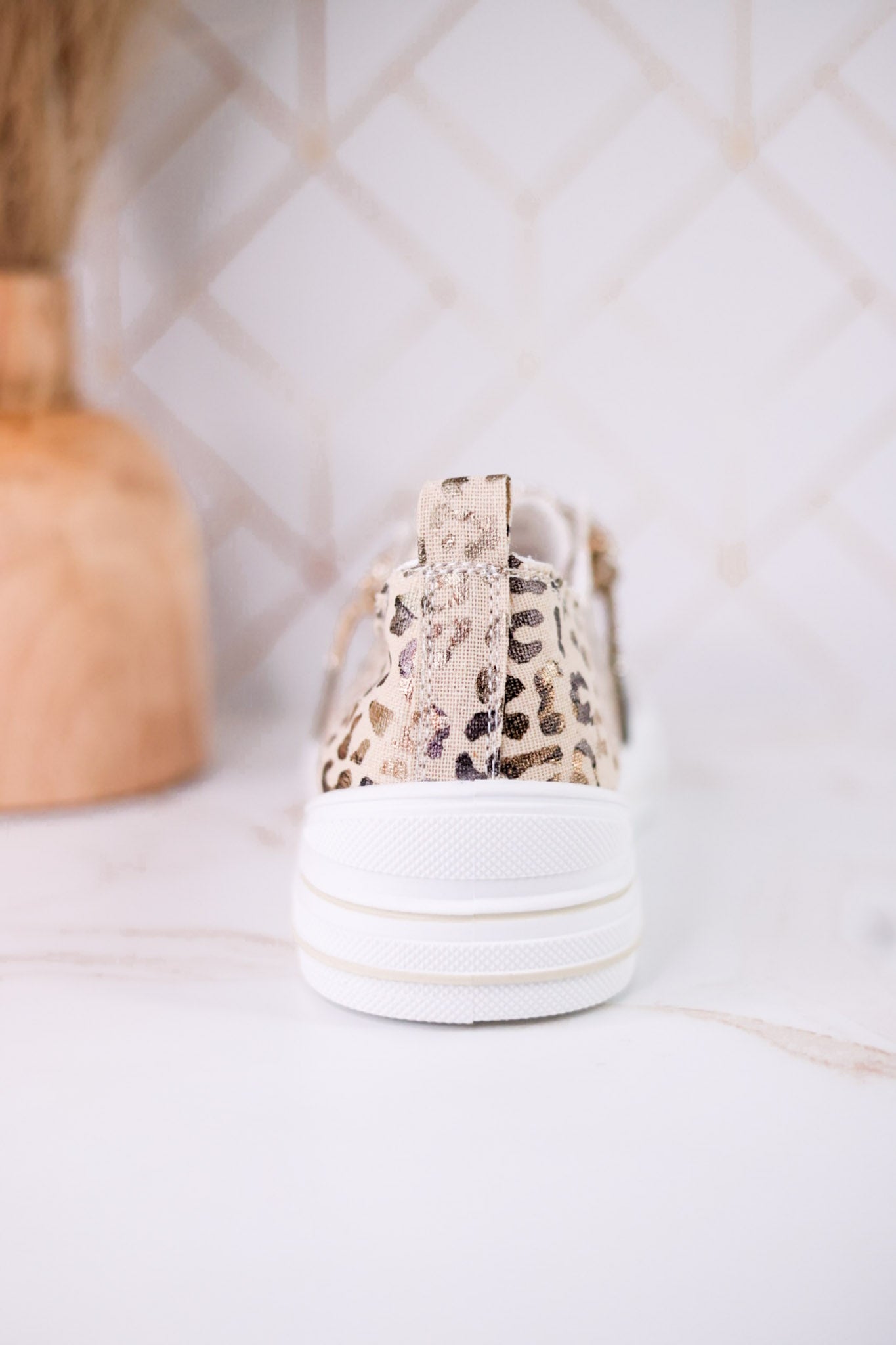 Metallic Leopard Print Aman Sneakers With Rhinestone Laces