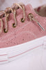Blush Pink Suede Aman Sneakers With Metallic Splash