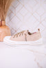 Nude Suede Aman Sneakers With Metallic Splash