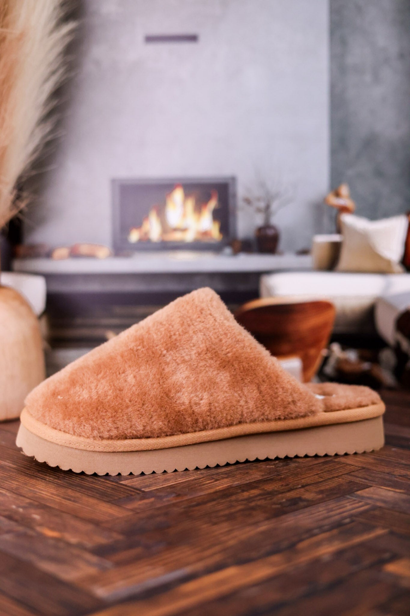 Tan "Comfy" Fuzzy Slippers