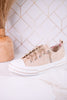 Nude Suede Aman Sneakers With Metallic Splash
