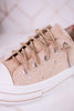Nude Suede Aman Sneakers With Metallic Splash
