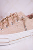 Nude Suede Aman Sneakers With Metallic Splash