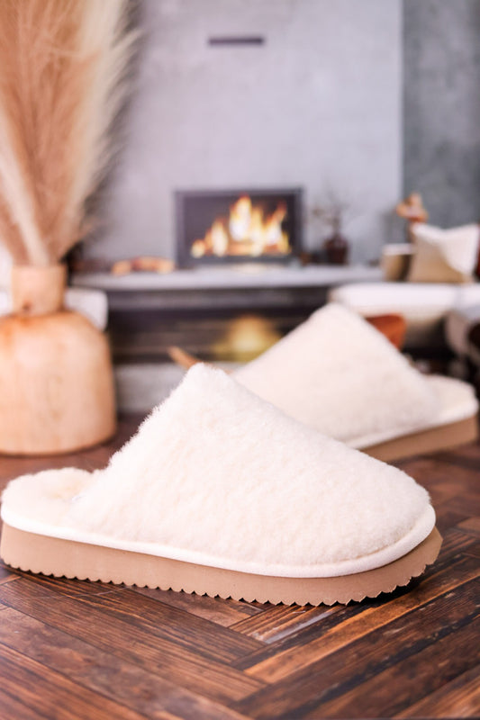 Cream "Comfy" Fuzzy Slippers