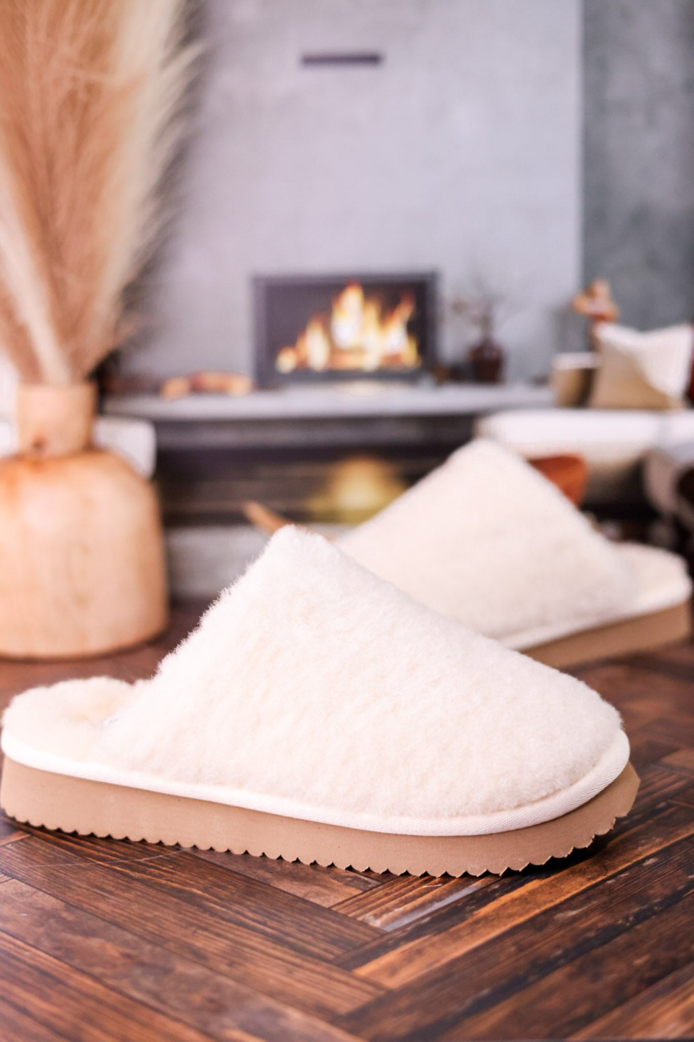 Cream "Comfy" Fuzzy Slippers
