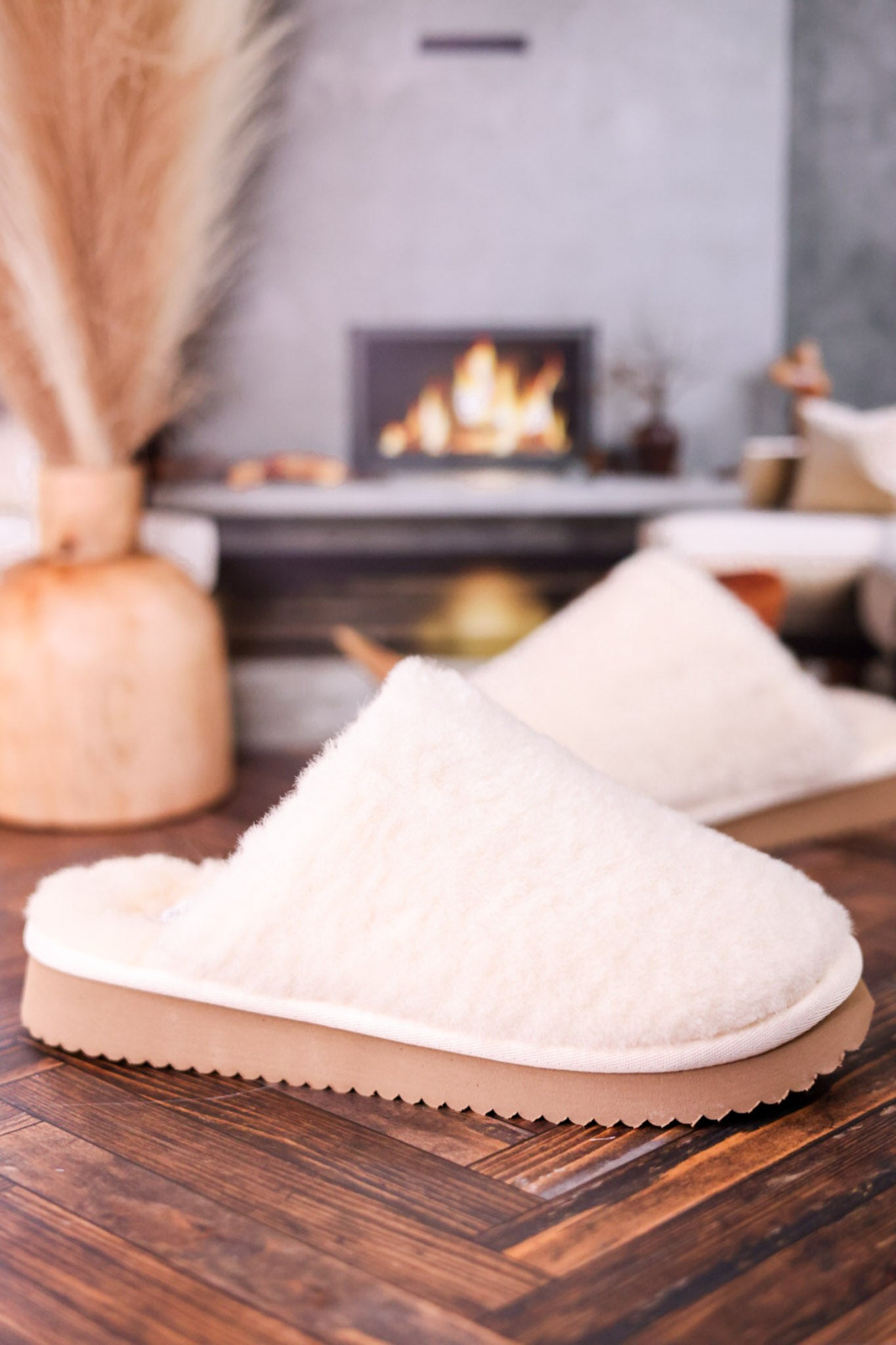 Cream "Comfy" Fuzzy Slippers
