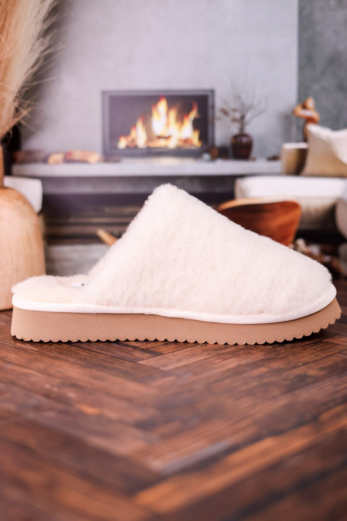 Cream "Comfy" Fuzzy Slippers