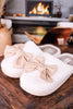 Fuzzy Slippers With Maple Gingham Bow