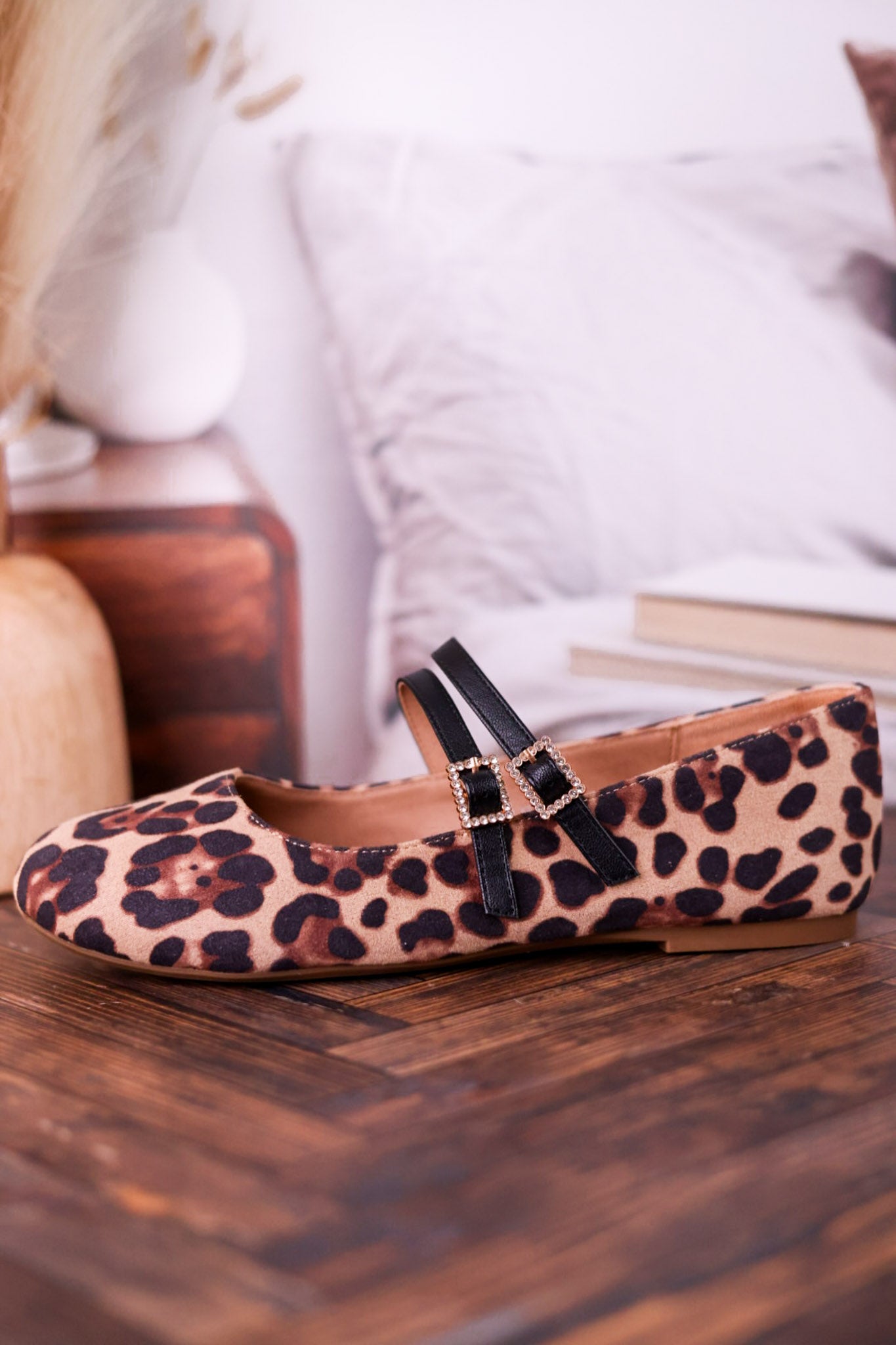 Own It Leopard Flats W/ Double Black Straps
