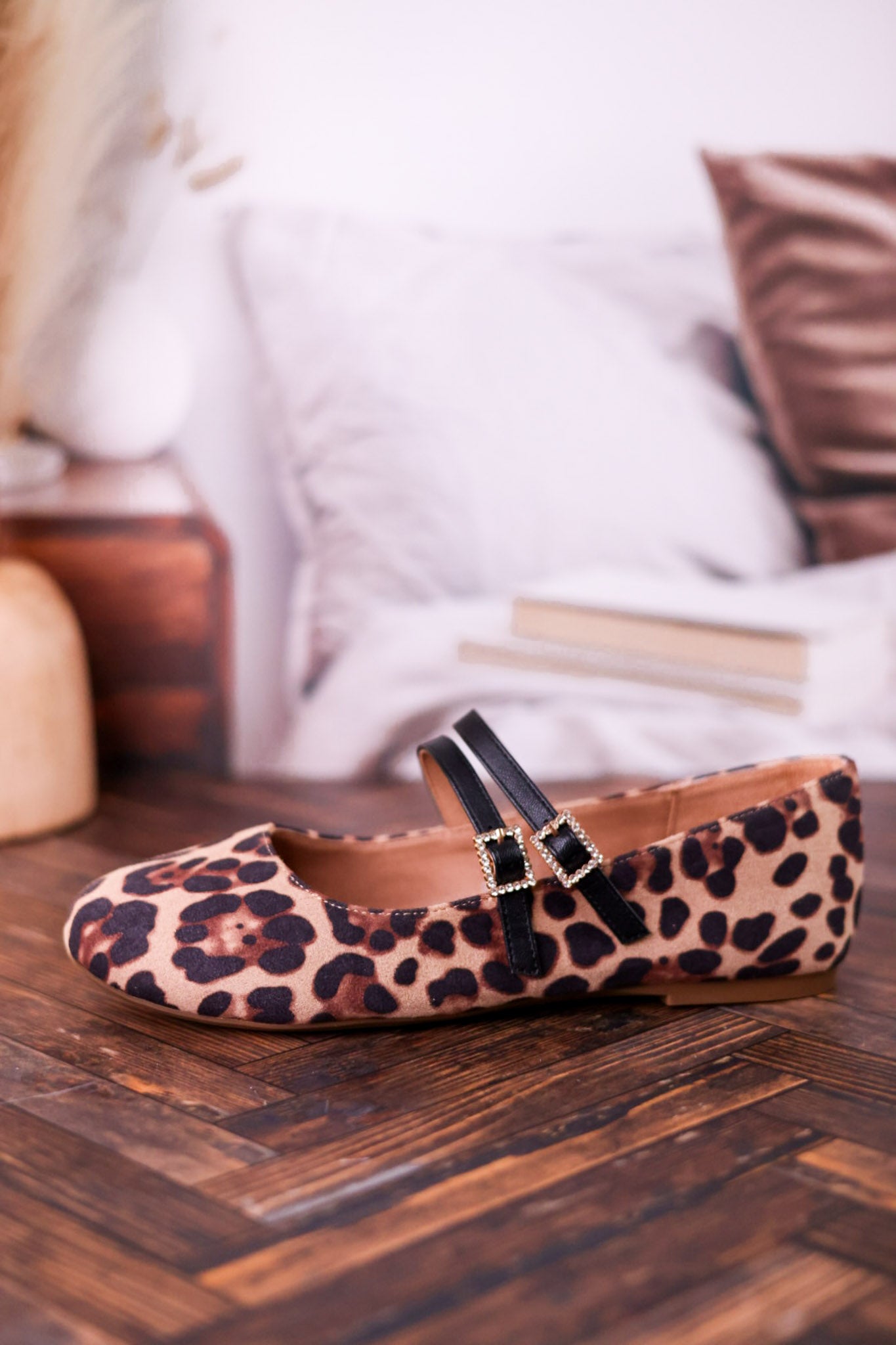 Own It Leopard Flats W/ Double Black Straps