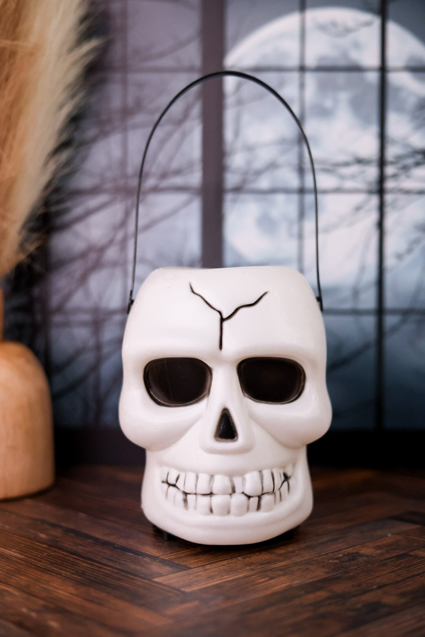 Lighted Halloween Skull Trick Or Treat Bucket W/ Sound