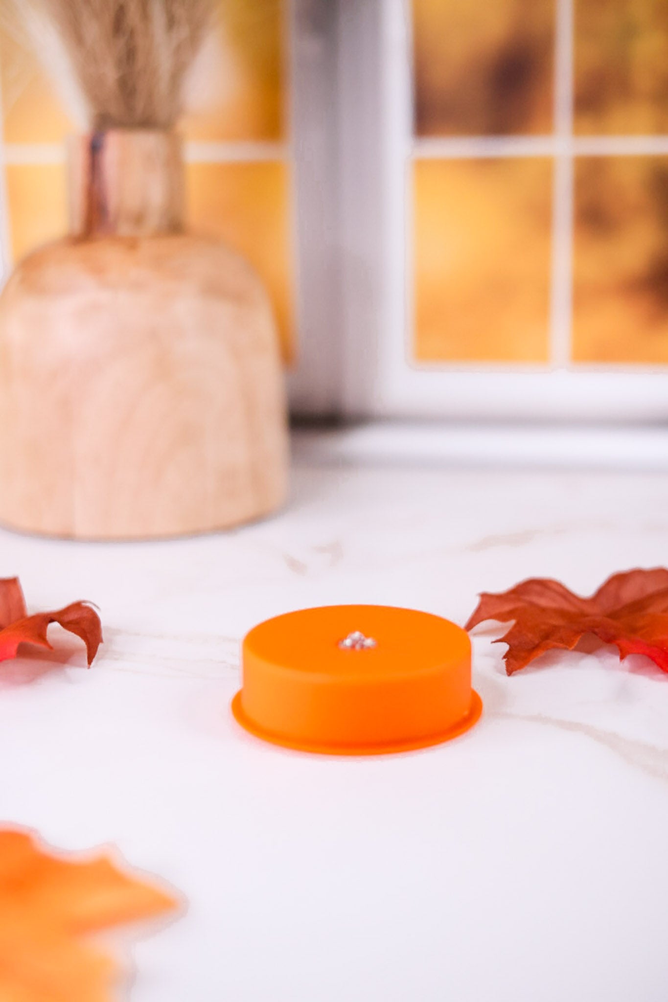 Orange LED Tea Light With Flashing Colorful Lights