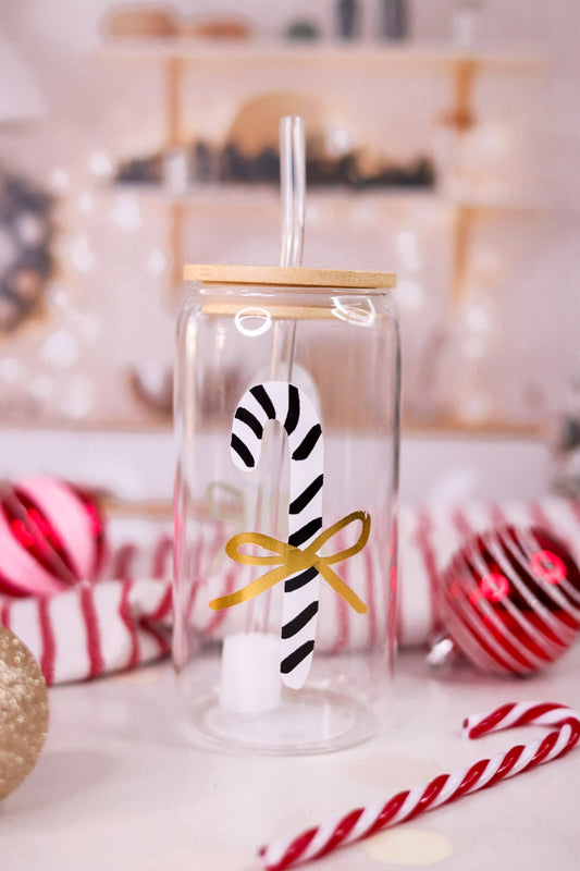 Cold Brew Glass Candy Cane Tumbler