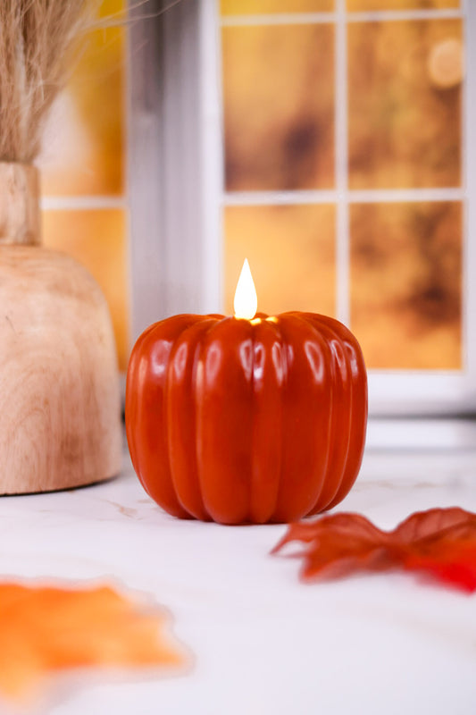 Orange LED Pumpkin Candle