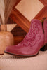 Pink Leather Stitched Booties