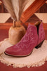 Pink Leather Stitched Booties