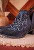Stitched Leather Booties in Dusty Blue