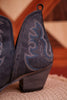 Stitched Leather Booties in Dusty Blue