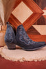 Stitched Leather Booties in Dusty Blue