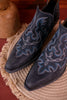 Stitched Leather Booties in Dusty Blue