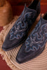 Stitched Leather Booties in Dusty Blue