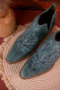 Stitched Leather Booties in Turquoise