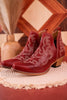 Red Leather Stitched Booties