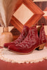 Red Leather Stitched Booties