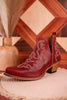 Red Leather Stitched Booties