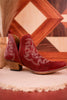 Red Leather Stitched Booties