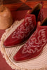Red Leather Stitched Booties