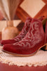 Red Leather Stitched Booties